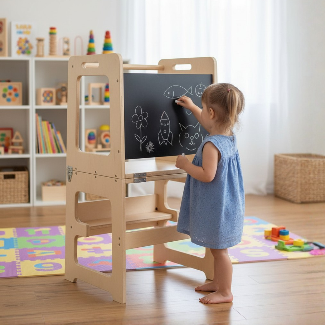 Torre De Aprendizaje Montessori Plegable 3 En 1