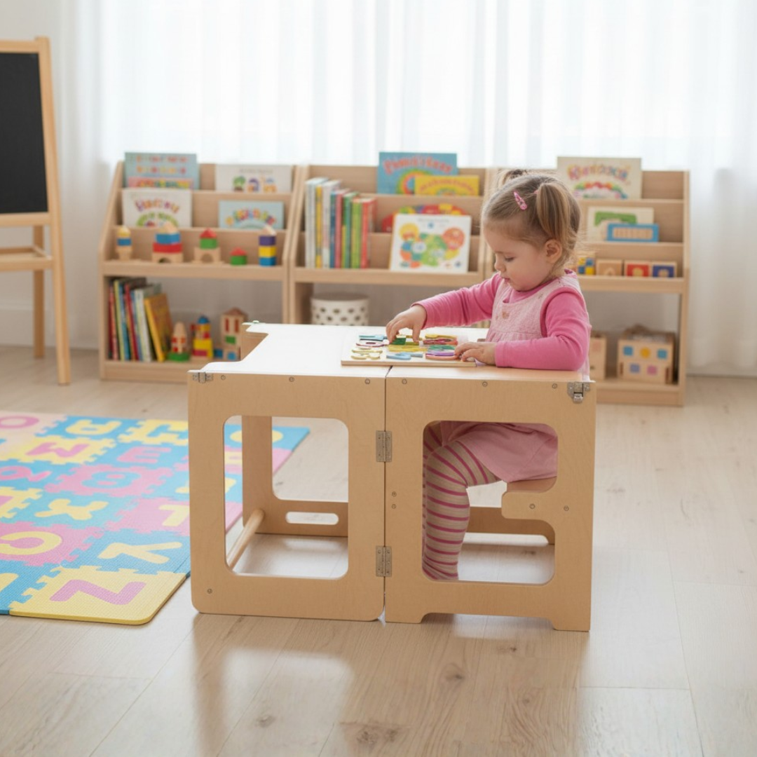 Torre De Aprendizaje Montessori Plegable 3 En 1